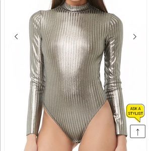 Forever 21 bodysuit featuring a metallic finish